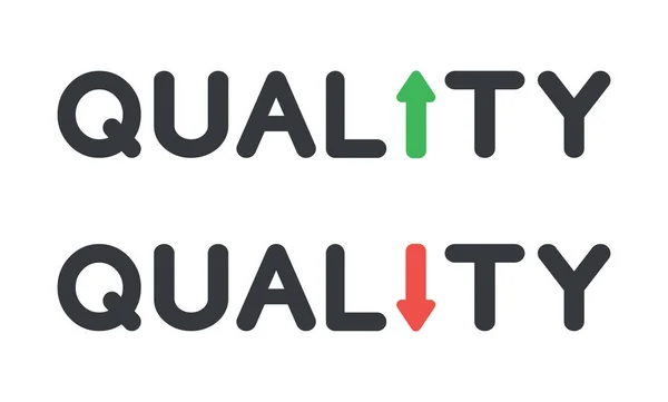 Ensemble d'icônes vectorielles de mot de qualité avec flèche se déplaçant de haut en bas . — Image vectorielle