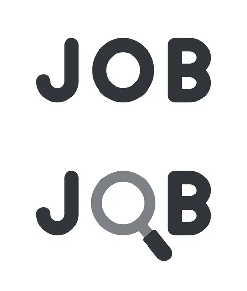 Vektor-Icon-Satz von Job-Wort mit Lupe. — Stockvektor