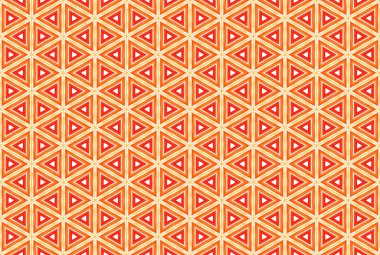 Suluboya kusursuz geometrik desen. Kırmızı, turuncu, sarı renkli.