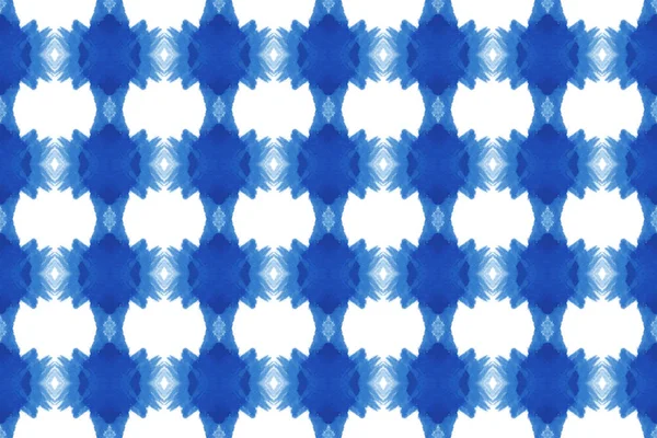 Aquarell nahtlose geometrische Muster. in blauer Farbe, weißer Rücken — Stockfoto