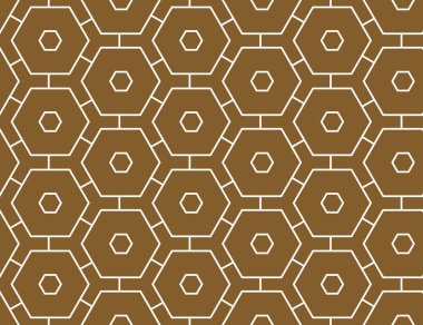 Vektör dikişsiz geometrik desen. Şekilli beyaz altıgenler ve lin