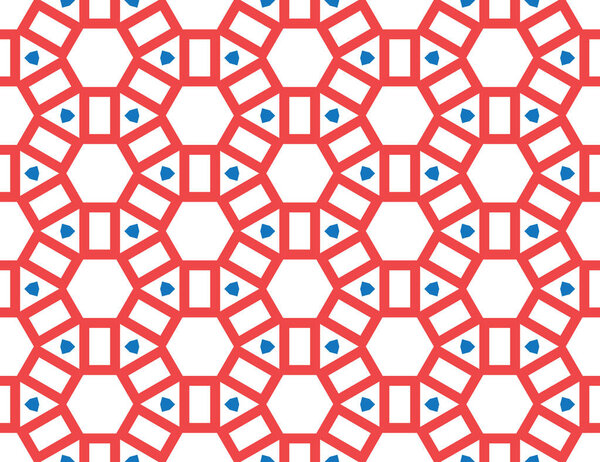 Векторный бесшовный геометрический узор. Красные и голубые шестиугольники
,