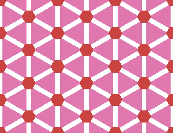 Vektor nahtlose geometrische Muster. geformte rote Sechsecke und weiße — Stockvektor