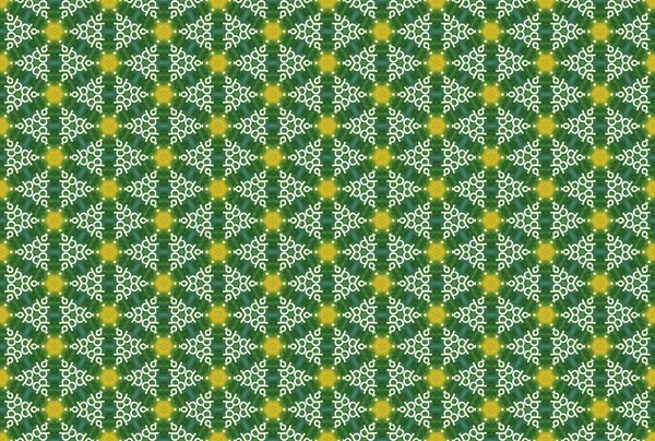 Watercolor seamless geometric pattern. In green, yellow, white c — Stock Photo, Image