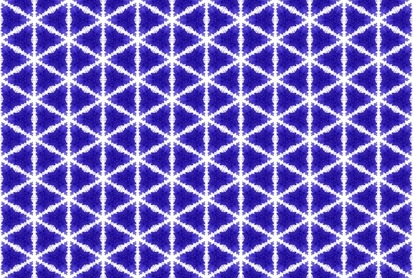 Aquarel naadloos geometrisch patroon. In marine blauw, witte kleur — Stockfoto