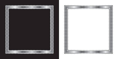 Gümüş renkli fotoğraf çerçevesi, beyaz ve siyah arkaplan içeren boş arkaplan vektör tasarımı, gradyan.