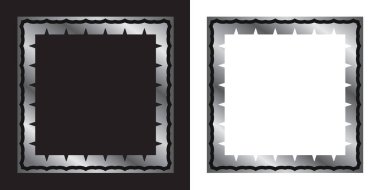 Gümüş renkli fotoğraf çerçevesi, beyaz ve siyah arkaplan içeren boş arkaplan vektör tasarımı, gradyan.