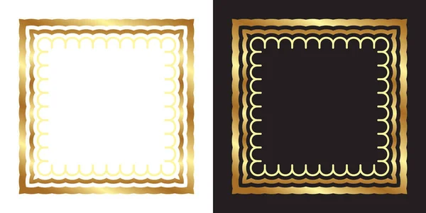 ゴールドカラー写真フレーム 白と黒の背景ベクトルデザイン グラデーションを使用 — ストックベクタ
