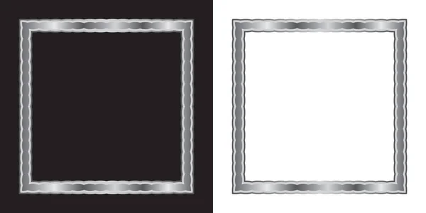 Zilverkleurige Fotolijst Blanco Achtergrond Vector Ontwerp Met Witte Zwarte Achtergronden — Stockvector
