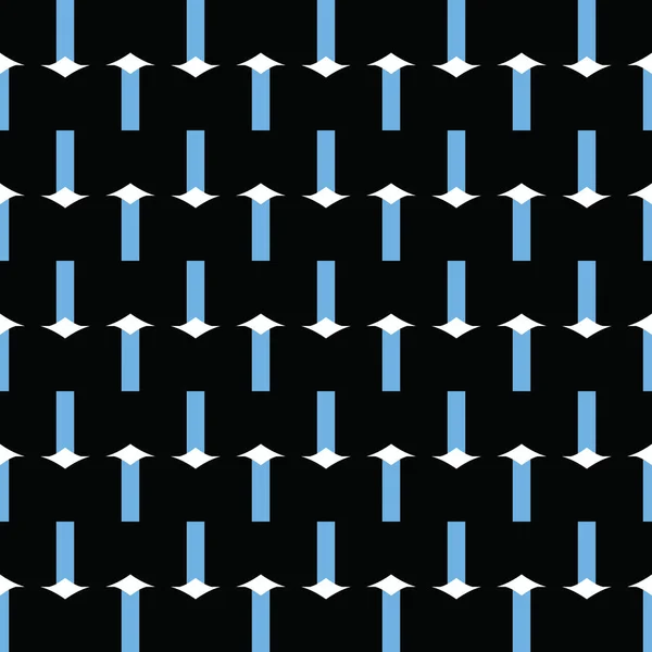 幾何学的形状を持つシームレスなパターンテクスチャベクトルの背景 黒で着色 青と白の色 — ストックベクタ