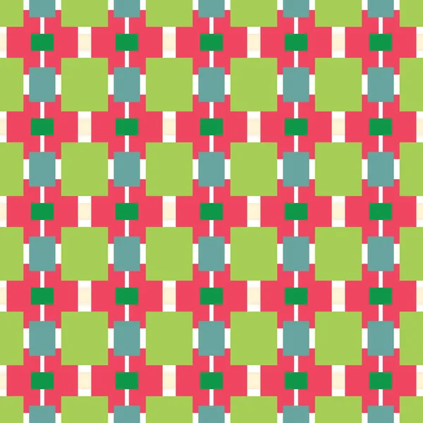 Geometrik Şekilli Yeşil Kırmızı Mavi Beyaz Renklerde Vektörsüz Desen Arkaplanı — Stok Vektör