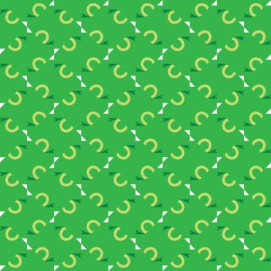 Geometrik şekilli, yeşil ve beyaz renklerle renklendirilmiş vektörsüz desen arkaplanı.