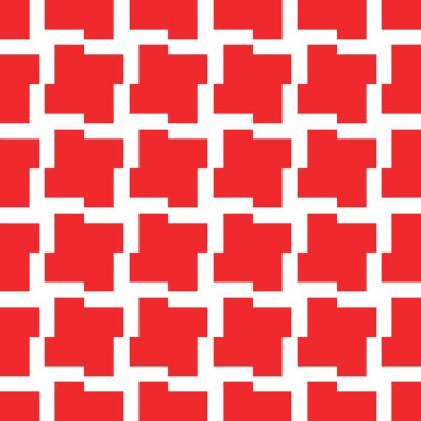 Geometrik şekilli, kırmızı ve beyaz renklerde renklendirilmiş vektörsüz desen arkaplanı.