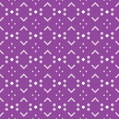 Geometrik şekilli, mor ve beyaz renklerde renklendirilmiş vektörsüz desen arkaplanı.