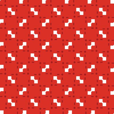 Geometrik şekilli, kırmızı ve beyaz renklerde renklendirilmiş vektörsüz desen arkaplanı.