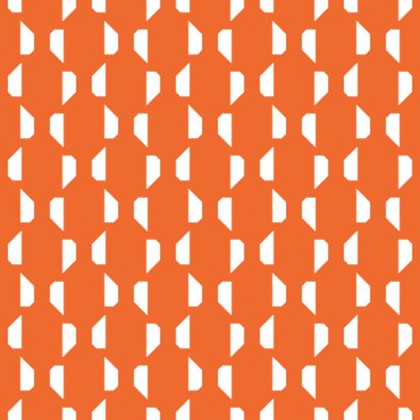 Geometrik şekilli, turuncu ve beyaz renklerle renklendirilmiş vektörsüz desen arkaplanı.