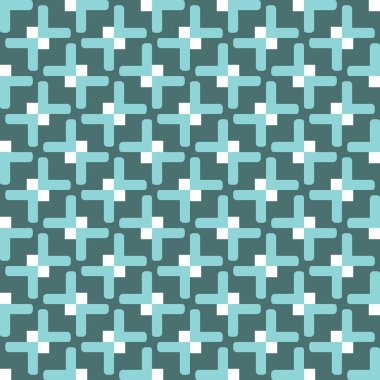 Geometrik şekilli, yeşil ve beyaz renklerle renklendirilmiş vektörsüz desen arkaplanı.