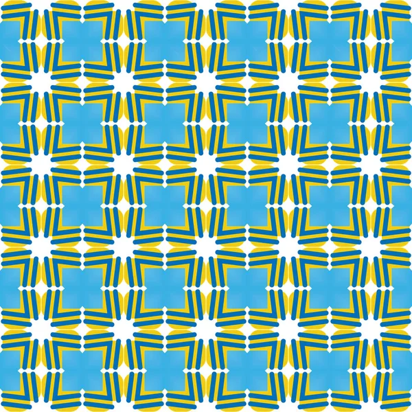 幾何学的形状を持つベクトルシームレスパターンテクスチャの背景 青で着色 黄色と白の色 — ストックベクタ