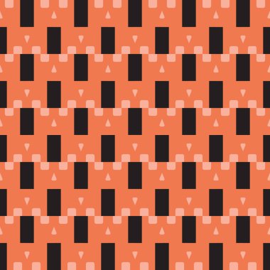 Geometrik şekilli, turuncu ve siyah renkli vektörsüz desen arkaplanı.