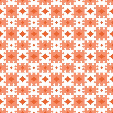 Geometrik şekilli, turuncu ve beyaz renklerle renklendirilmiş vektörsüz desen arkaplanı.