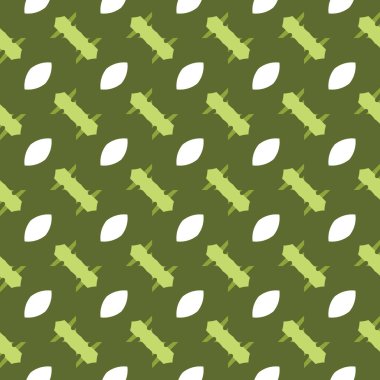 Geometrik şekilli, yeşil ve beyaz renklerle renklendirilmiş vektörsüz desen arkaplanı.