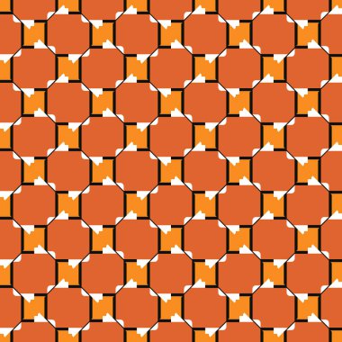 Geometrik şekilli, turuncu, siyah ve beyaz renklerde vektörsüz desen arkaplanı.