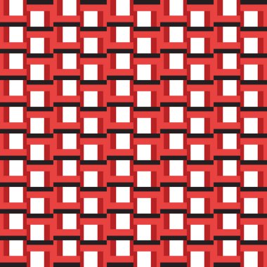 Geometrik şekilli, kırmızı, beyaz ve siyah renkli vektörsüz desen arkaplanı.