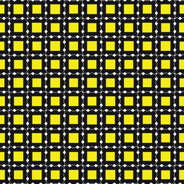 Geometrik şekilli, sarı, siyah ve beyaz renkli vektörsüz desen arkaplanı.