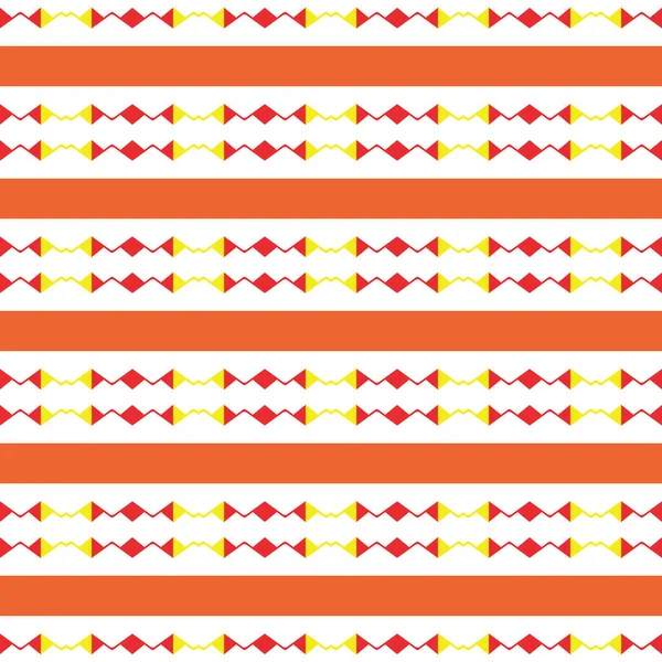 幾何学的形状を持つベクトルシームレスなパターンテクスチャの背景 オレンジで着色 黄色と白の色 — ストックベクタ
