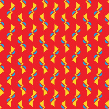 Geometrik şekilli, kırmızı, mavi ve sarı renkli vektörsüz desen arkaplanı.