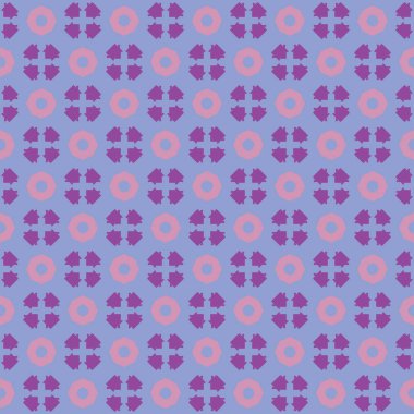 Geometrik şekilli, pembe, mavi, mor ve mor renkli vektör desensiz arkaplan.