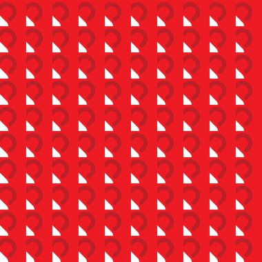Geometrik şekilli, kırmızı ve beyaz renklerde renklendirilmiş vektörsüz desen arkaplanı.