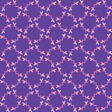 Geometrik şekilli, mor, menekşe renkli vektörsüz desen arkaplanı.