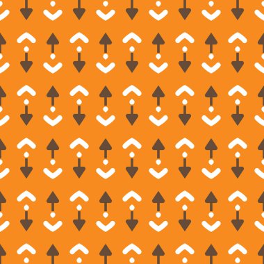 Geometrik şekilli, turuncu, kahverengi ve beyaz renklerde vektörsüz desen arkaplanı.