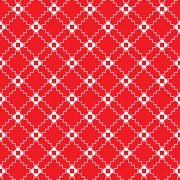 Vector seamless pattern texture background with geometric shapes, colored in red and white colors.