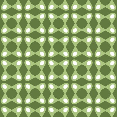 Geometrik şekilli, yeşil ve beyaz renklerle renklendirilmiş vektörsüz desen arkaplanı.