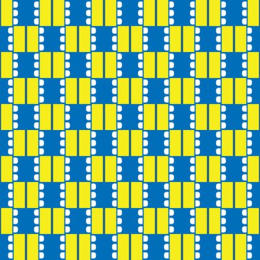 Geometrik şekilli, mavi ve sarı renkli vektörsüz desen arkaplanı.