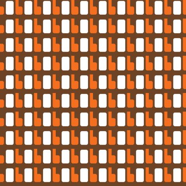 Geometrik şekilli, kahverengi, turuncu ve beyaz renklerde vektörsüz desen arkaplanı.