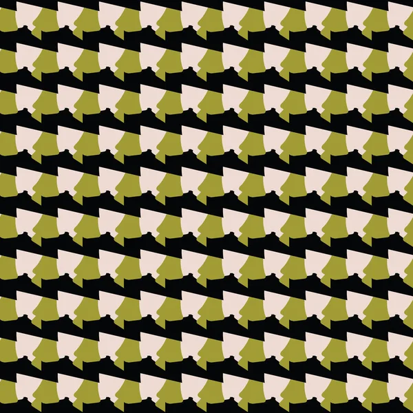 幾何学的形状を持つベクトルシームレスパターンテクスチャの背景 黒で着色 緑とオレンジの色 — ストックベクタ
