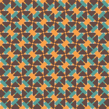 Kahverengi, turuncu, mavi ve gri renkli geometrik şekilli vektörsüz desen arkaplanı.