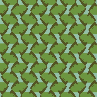 Geometrik şekilli, yeşil ve kahverengi renkli vektörsüz desen arkaplanı.