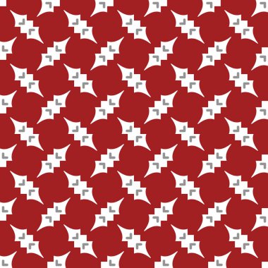 Geometrik şekilli, kırmızı, beyaz ve gri renklerde vektörsüz desen arkaplanı.