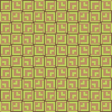 Geometrik şekilli, yeşil ve kahverengi renkli vektörsüz desen arkaplanı.