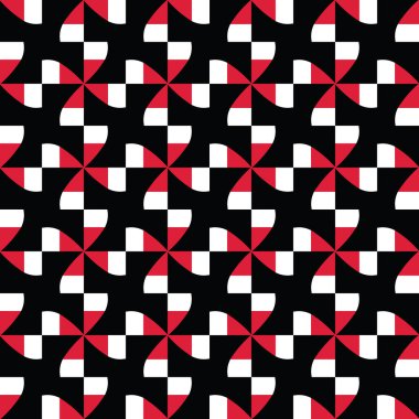 Geometrik şekilli, siyah, kırmızı ve beyaz renklerde vektörsüz desen arkaplanı.