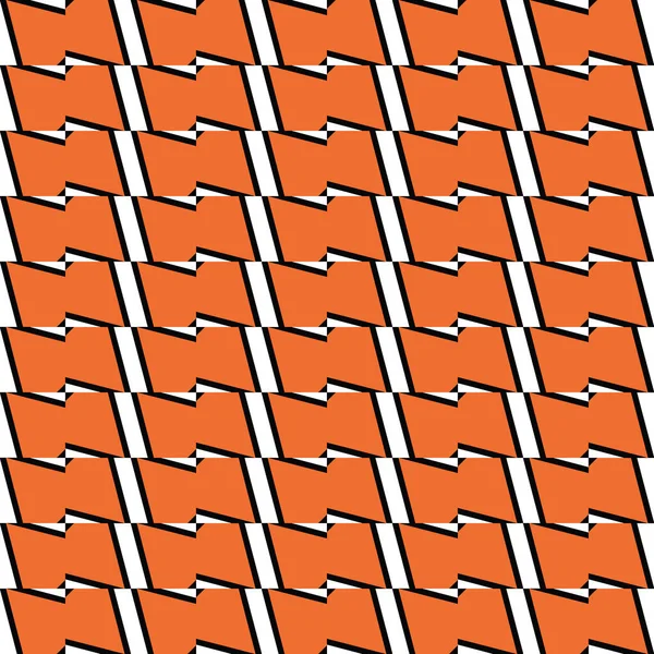 幾何学的形状を持つベクトルシームレスパターンテクスチャの背景 オレンジで着色 黒と白の色 — ストックベクタ