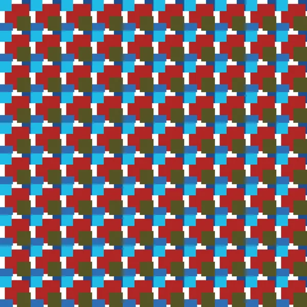 Geometrik Şekilli Kırmızı Yeşil Mavi Beyaz Renklerde Vektörsüz Desen Arkaplanı — Stok Vektör