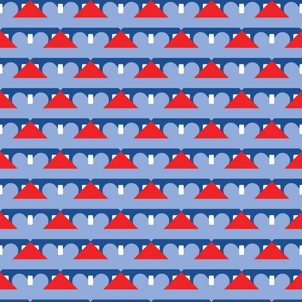 Векторный Бесшовный Текстурный Фон Геометрическими Фигурами Окрашенный Синий Красный Белый — стоковый вектор