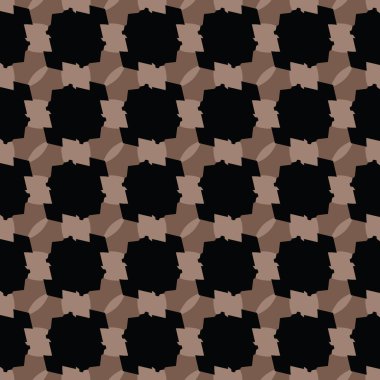 Geometrik şekilli, kahverengi ve siyah renkli vektörsüz desen arkaplanı.