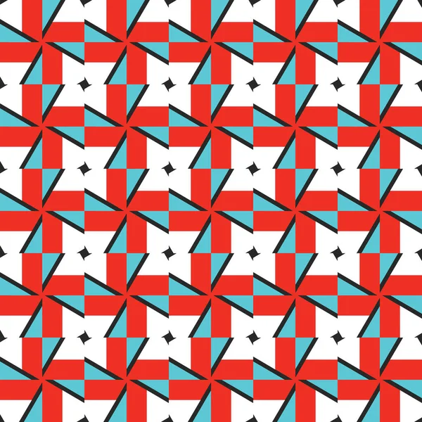 Vector Seamless Pattern Texture Background Geometric Shapes Colored Red Blue — Stock Vector