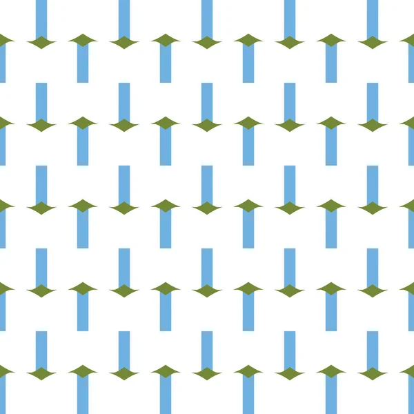 幾何学的形状を持つベクトルシームレスパターンテクスチャの背景 白で着色 緑と青の色 — ストックベクタ